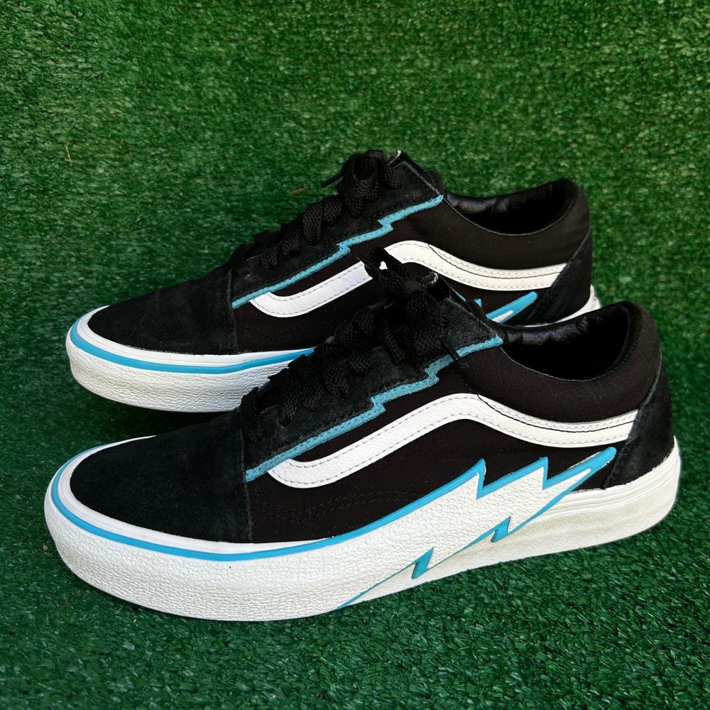 Revenge x Storm Bolt Black Blue Lightning Bolt Sneakers Mens 8.5 Womens 10